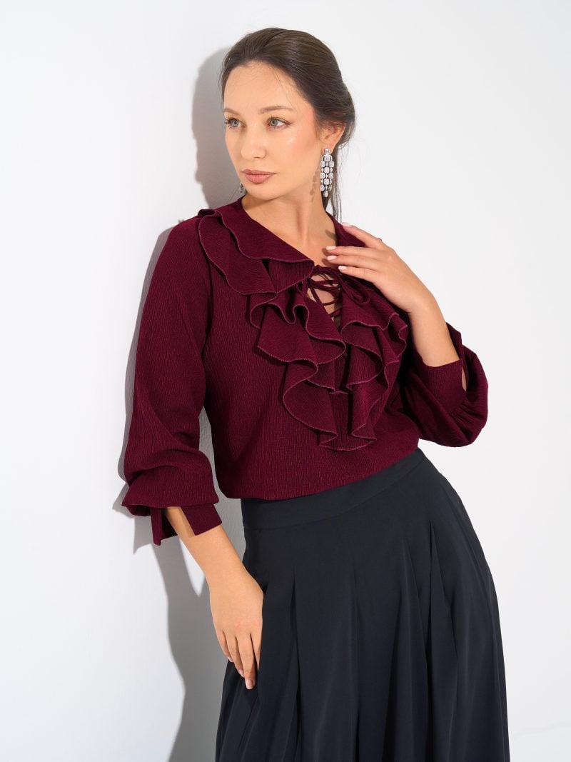 Angelina Blouse Burgundy3