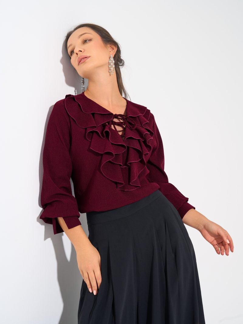 Angelina Blouse Burgundy4