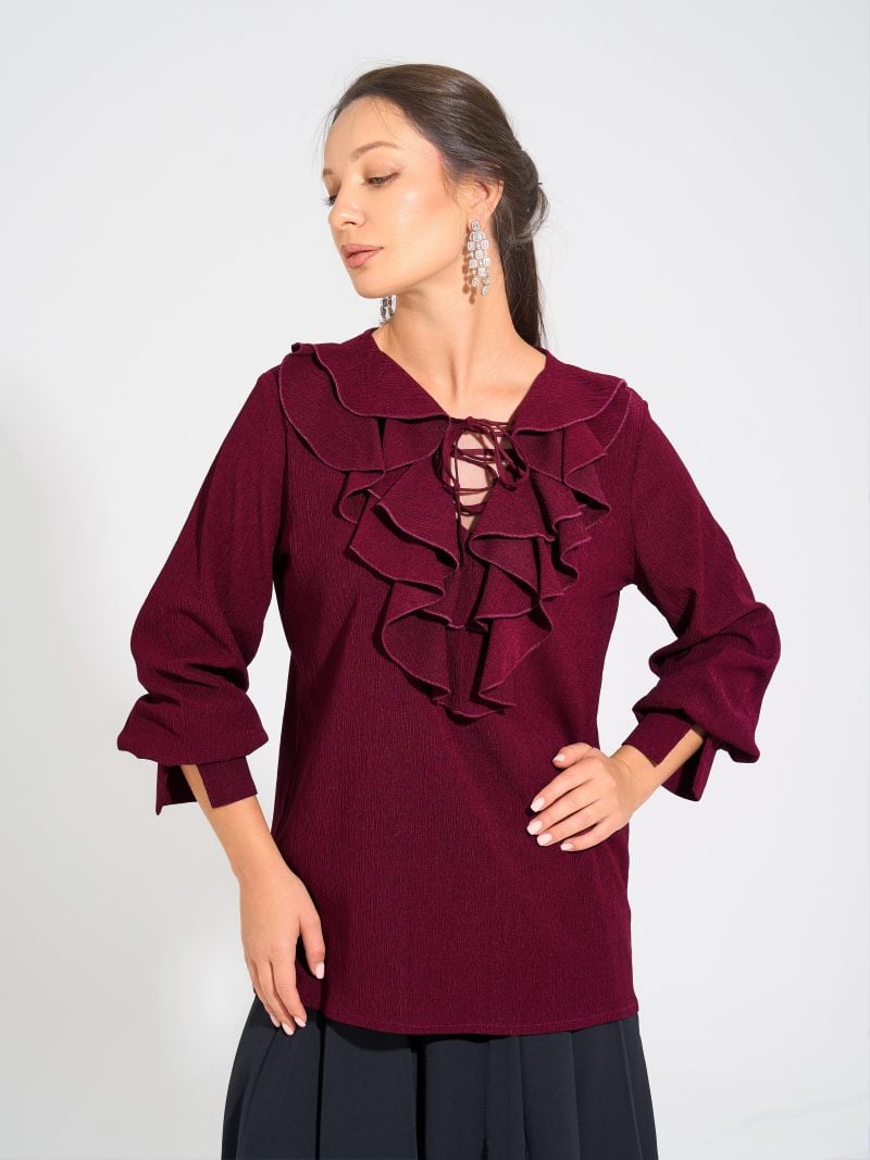 Angelina Blouse Burgundy7