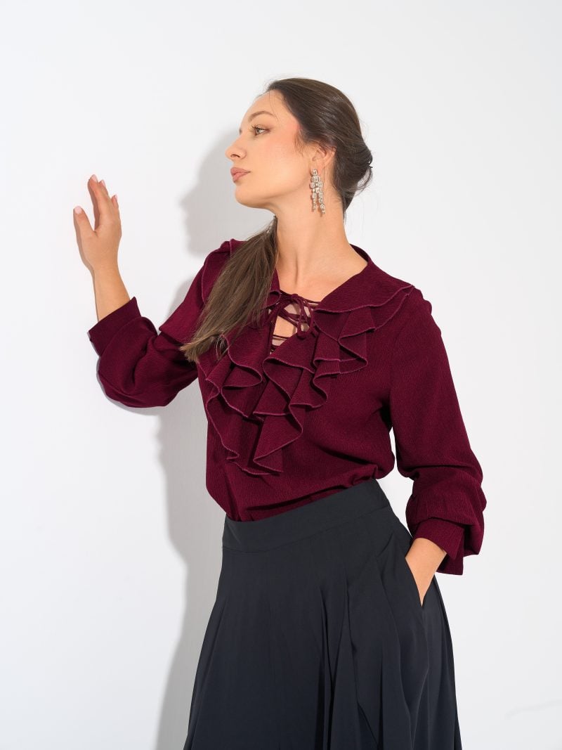 Angelina Blouse Burgundy9